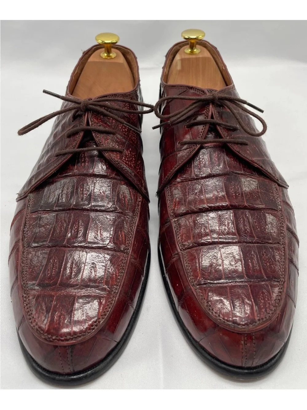 Men's Croc-Embossed Burgundy Leather Derby Dress Shoes
